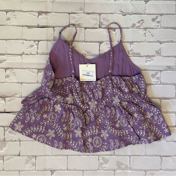 Mittoshop Lavender Embroidered Ruffle Tank - Picture 2 of 4